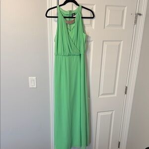 Vince Camuto Light Green Sleeveless Maxi Dress with Surplice Bodice